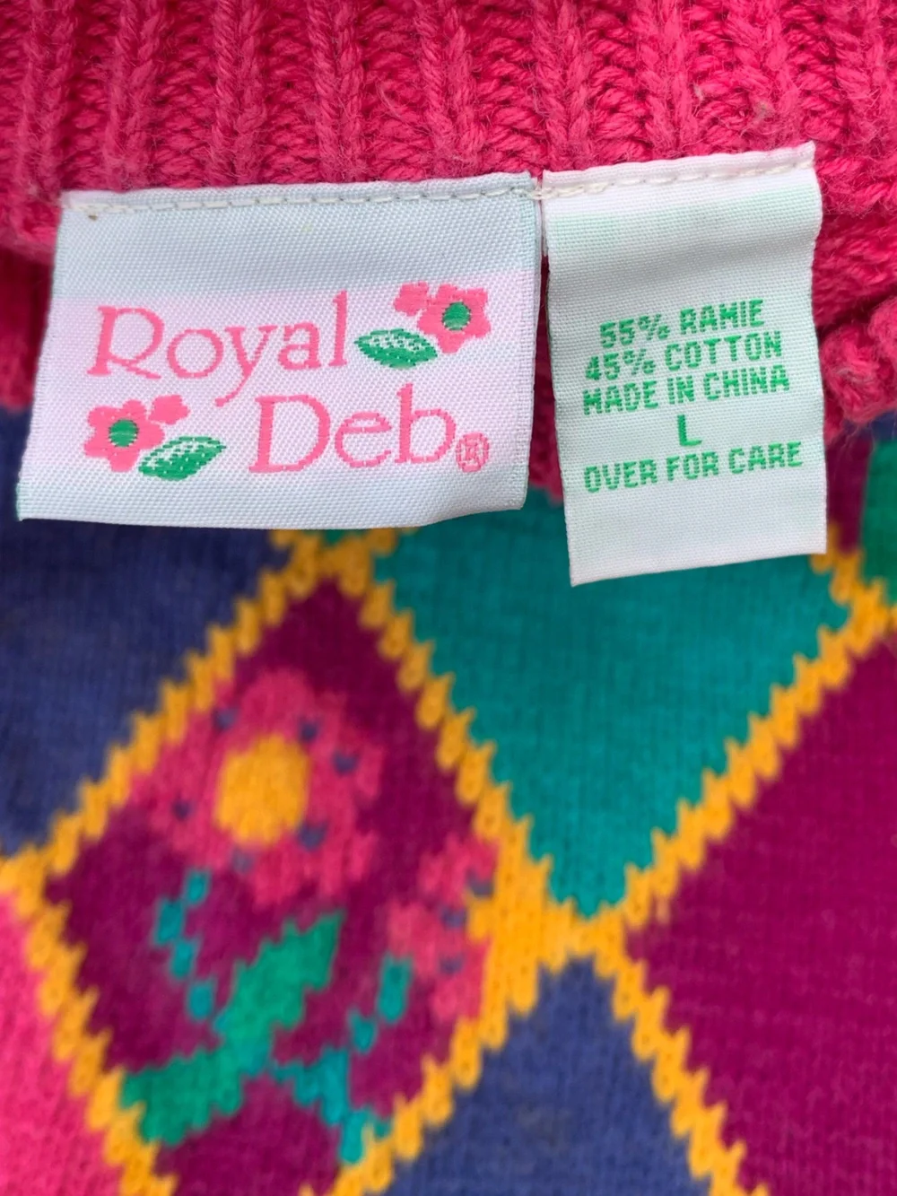Vintage 90s Royal Deb Girl’s Argyle Sweater